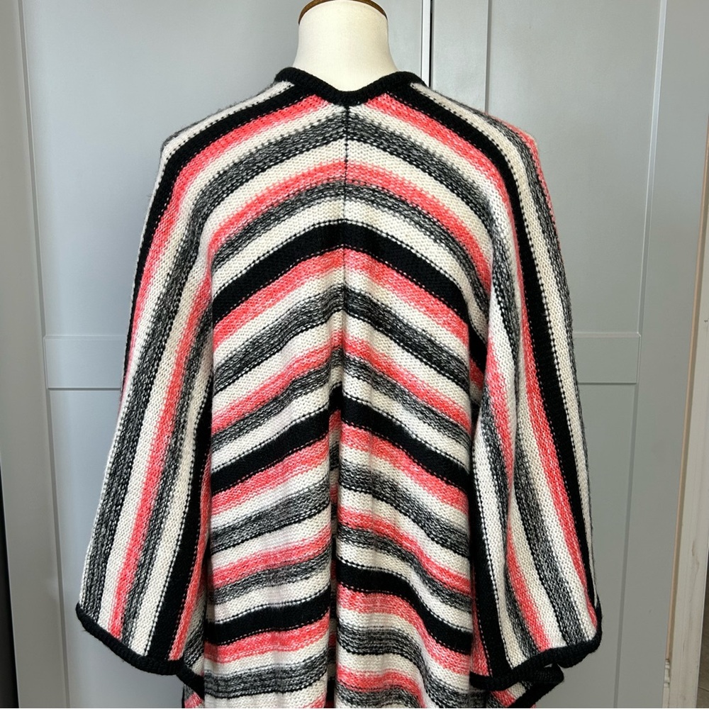 Kensie Womens OS Striped Multicolor Knit Shawl Oversized Fringed Office Wear - Picture 4 of 8